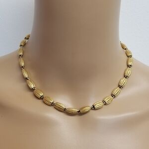 MONET 1960S GOLDTONE FANCY TEXTURED LINK CHOKER NECKLACE